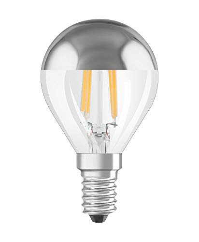 OSRAM Dimmbare Filament LED Lampe mit E14 Sockel, Warmweiss (2700K), Tropfenform, 4W, Ersatz für 31W-Glühbirne, klar, LED Retrofit CLASSIC P Mirror von Osram