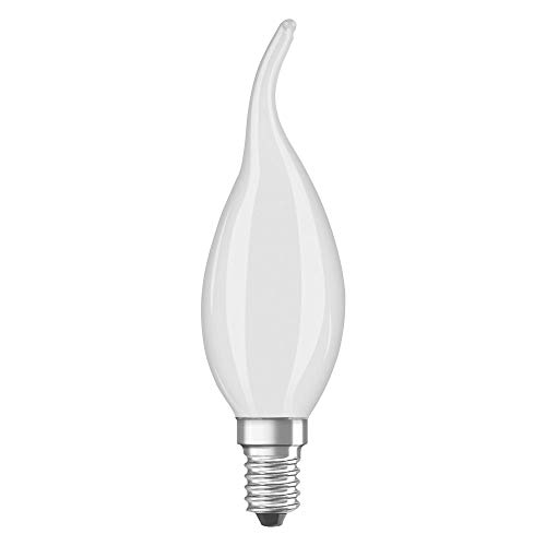 OSRAM Dimmbare Filament LED Lampe mit E14 Sockel, Warmweiss (2700K), Windstoß Kerze, 4W, Ersatz für 40W-Glühbirne, matt, LED Retrofit CLASSIC BA DIM, Warmweiß von Osram