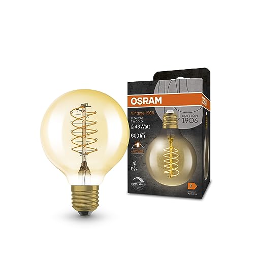 Osram Dimmbare LED-Lampen, Vintage-Edition, 48 Watts Ersatz, E27, G80, 2200 Kelvin, Warm Comfort Light, Klares Glas, single Pack von Osram