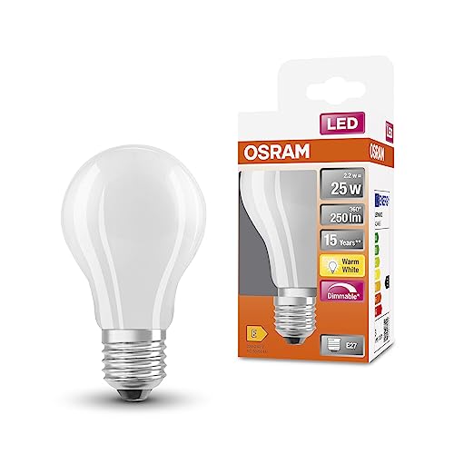 OSRAM LED SuperStar Classic A25 Dimmbare LED Lampe für E27 Sockel, Birnenform, GL FR, 250 Lumen, warmweiß (2700K), Ersatz für herkömmliche 25W Glühbirnen, 1er-Pack von Osram