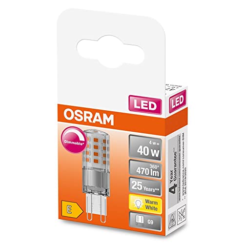 OSRAM Dimmbare LED Pin Lampe mit G9 Sockel, Warmweiss (2700K), 4.4W, Ersatz für herkömmliche 40W-Lampe von Osram
