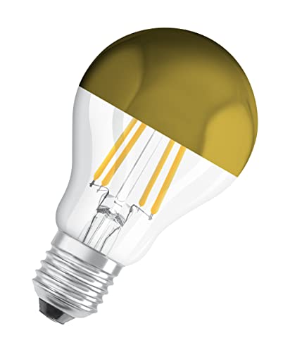 Osram Filament LED Lampe mit E27 Sockel, Warmweiss (2700K), Birnenform Gold verspiegelt, 4W, Ersatz für 37W-Glühbirne, LED Retrofit CLASSIC A Mirror, 6er-Pack von Osram