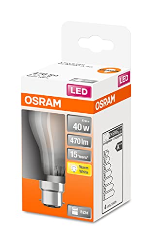 OSRAM LED Star matte Filament LED Lampe, B22d Sockel, Warmweiß (2700K), Birnenform, Ertsatz für herkömmliche 40W-Glühbirnen, 6er-Pack von Osram