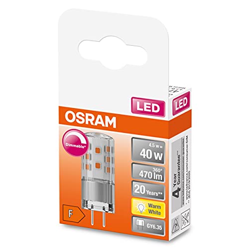 OSRAM Dimmbare LED PIN Lampe mit GY6.35 Sockel, Warmweiss (2700K), 470 Lumen, klares Glas, Multi-Pack von Osram