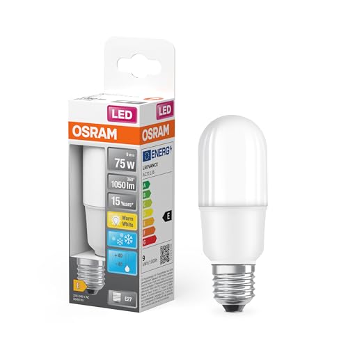 OSRAM LED Lampe mit E27 Sockel, Warmweiss (2700K), Stabform, 10W, Ersatz für 75W-Glühbirne, matt, LED STAR STICK, 6er-Pack, Warmweiß von Osram