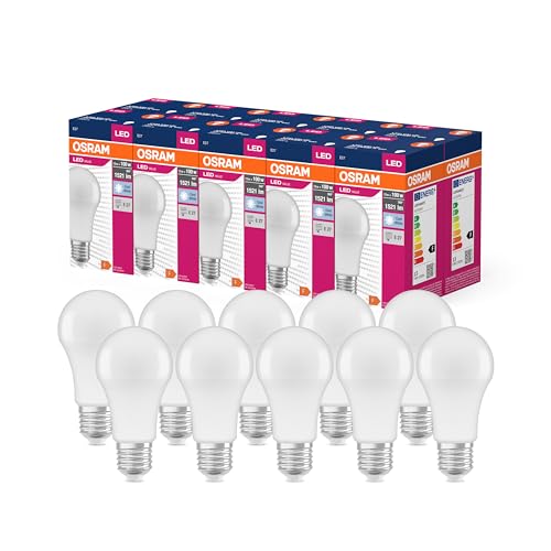 OSRAM LED Star Value Classic A100 LED Lampe für E27 Sockel, Birnenform, FR, 1521 Lumen, kaltweiß (4000K), Ersatz für herkömmliche 100W Glühbirnen, nicht dimmbar, 10er-Pack von Osram
