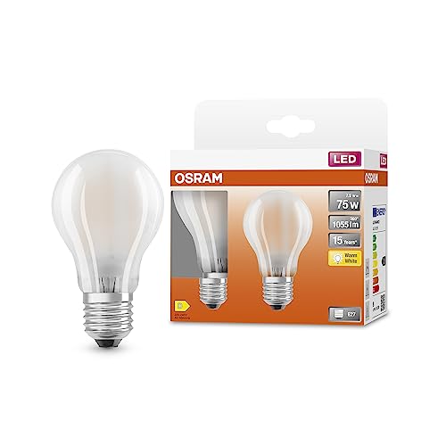 OSRAM LED Star Classic A75 LED Lampe für E27 Sockel, Birnenform, GL FR, 1055 Lumen, warmweiß (2700K), Ersatz für herkömmliche 75W Glühbirnen, nicht dimmbar, 6er-Pack von Osram