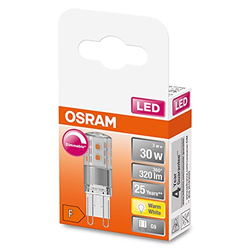 OSRAM Dimmbare LED PIN Lampe mit G9 Sockel, Warmweiss (2700K), 350 Lumen, klares Glas, Multi-Pack von Osram
