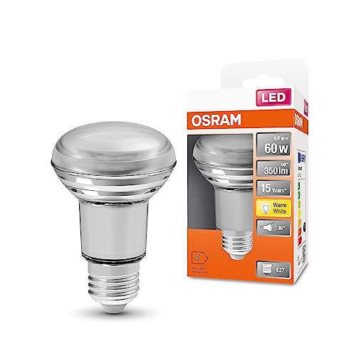 OSRAM LED Star R63 LED Lampe für E27 Sockel, Reflektor-Lampe, Glas-Design, 350 Lumen, warmweiß (2700K), Ersatz für herkömmliche 60W Glühbirnen, nicht dimmbar, 1er-Pack von Osram