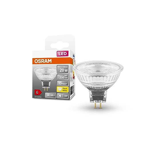 OSRAM LED SPOT MR16 GL 20 Niedervolt-LED-Reflektorlampe, Retrofit-Sockel GU5; 3, 2,6W, 200lm, 2700K, warmweißes Licht, sehr geringer Energieverbrauch, lange Lebensdauer, keine Aufwärmzeit von Osram