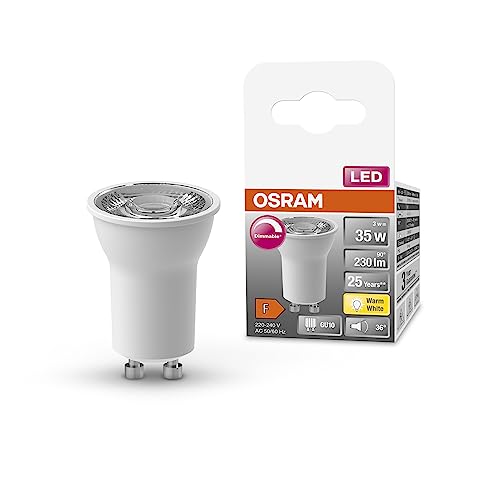 OSRAM LED SPOT PAR11 35 LED-Reflektorlampe, Sockel GU10, 3W, 230lm, 2700K, warmweißes Licht, sehr geringer Energieverbrauch, lange Lebensdauer, sofort 100% Licht, keine Aufwärmzeit,6-Pack von Osram