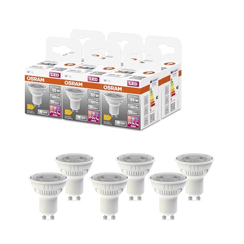 OSRAM LED SPOT PAR16 55 mit drei Lichtfarben, GU10, 4,2W, 400lm, 2700K - 6500K, Warm-, Kalt- und Tageslichtweiß, Farbtemperaturwechsel, sehr geringer Energieverbrauch, lange Lebensdauer,6-Pack von Osram