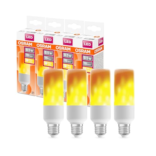 OSRAM LED STAR FLAME STICK Flammenlampe LED-Lampe, Sockel: E27, 0,50W, Warm Comfort Light 1500 K, 4er-Pack von Osram