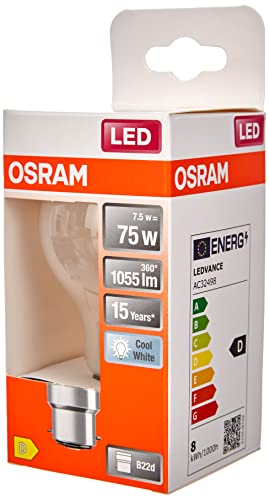 OSRAM LED Star matte Filament LED Lampe, B22d Sockel, Kaltweiß (4000K), Birnenform, Ertsatz für herkömmliche 60W-Glühbirnen, 6er-Pack von Osram