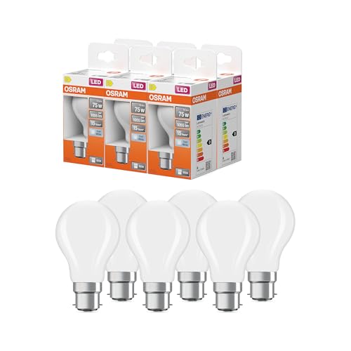 OSRAM LED Star matte Filament LED Lampe, B22d Sockel, Kaltweiß (4000K), Birnenform, Ertsatz für herkömmliche 60W-Glühbirnen, 6er-Pack von Osram