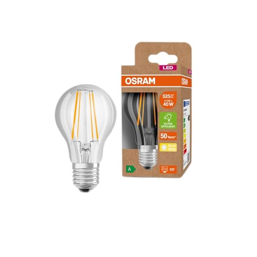 OSRAM LED Stromsparlampe, Filament Birne aus Glas mit E27 Sockel, Warmweiß (3000K), 2,5 Watt, ersetzt herkömmliche 40W-Leuchtmittel, besonders hohe Energieeffizienz und stromsparend, 6er-Pack von OSRAM Lamps