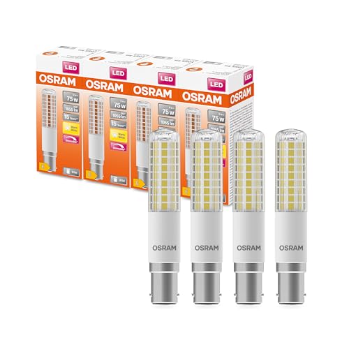 OSRAM LED Superstar Special T SLIM, Dimmbare schlanke LED-Spezial Lampe, B15d Sockel, Warmweiß (2700K), Ersatz für herkömmliche 75W-Leuchtmittel, 4 Stück (1er Pack) von OSRAM Lamps