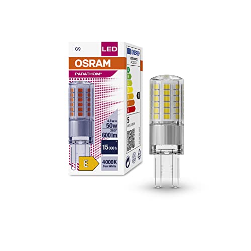OSRAM LED-Lampen mit Retrofit-Stecksockel G9 | 50W-Ersatz, energiesparend, langer Lebensdauer (15.000H), kalt weiß | PARATHOM LED PIN G9 50 4.8 W/4000 K G9 von Osram
