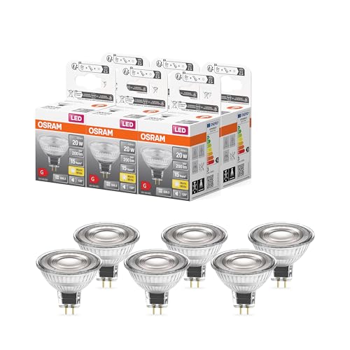 OSRAM Niedervolt-LED-Reflektorlampen MR16 mit Retrofit-Stecksockel, 20 Watts Ersatz, GU5.3, 2700 Kelvin, Glass, 6-er Pack von OSRAM Lamps