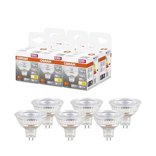 OSRAM Niedervolt-LED-Reflektorlampen MR16 mit Retrofit-Stecksockel, 35 Watts Ersatz, GU5.3, 2700 Kelvin, Glass, 6-er Pack von OSRAM Lamps