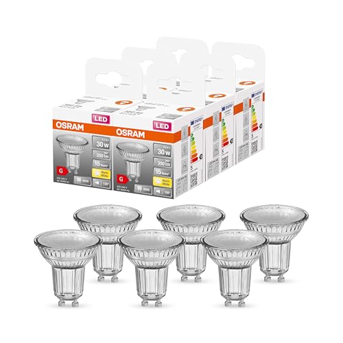 OSRAM PAR16 LED Reflektorlampe mit GU10 Sockel, Warmweiss (2700K), Glas Spot, 4.3W, Ersatz für 50W-Reflektorlampe, LED STAR PAR16 , 6er-Pack von Osram