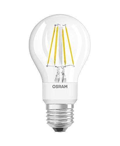 OSRAM STAR+ Dimmbare Filament LED Lampe mit E27 Sockel, Warmweiss (2200K bis 2700K) mit GlowDIM-Effekt, 4.50W, klassische Birnenform, Ersatz für 40W-Glühbirne, klar, LED Retrofit CLASSIC A GLOWdim von Osram