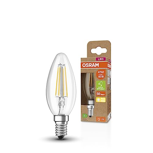 OSRAM SUPERSTAR+ CLASSIC B FIL 40 LED-Lampe, E14, Minikerzenform, 2,5W, 470lm, 2700K, warmweißes Licht, LED-Filament-Technologie, sehr geringer Energieverbrauch, Energieeffizienzklasse B von Osram