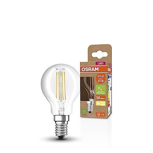 OSRAM SUPERSTAR+ CLASSIC P FIL 40 LED-Lampe, E14, Miniballform, 2,5W, 470lm, 2700K, warmweißes Licht, LED-Filament-Technologie, sehr geringer Energieverbrauch, Energieeffizienzklasse B von Osram