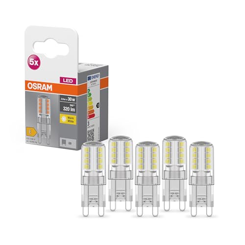 OSRAM Star PIN LED-Lampe für G9-Sockel, klares Glas ,Warmweiß (2700K), 320 Lumen, Ersatz für herkömmliche 30W-Leuchtmittel, nicht dimmbar, 5-er Pack von Osram