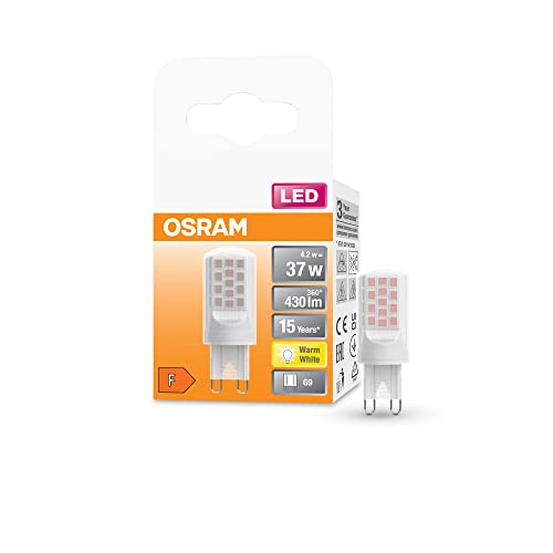 OSRAM Star PIN LED-Lampe für G9-Sockel, matte Optik ,Warmweiß (2700K), 430 Lumen, Ersatz für herkömmliche 37W-Leuchtmittel, nicht dimmbar, 1-er Pack von Ledvance