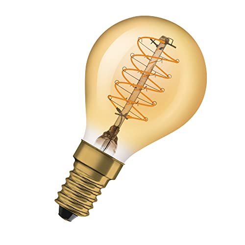 OSRAM Lamps Vintage 1906 LED-Lampe Gold-Tönung,3,4W,250lm,Tropfenlampe(Classic P) E14-Sockel,warmweiße Lichtfarbe,spiralförmiges Filament,bis zu 15.000 Std. Lebensdauer,4058075761438,25W-Ersatz von Ledvance