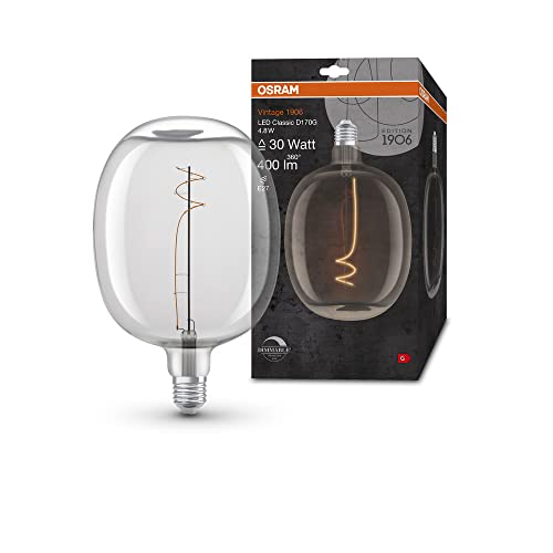 OSRAM Lamps Vintage 1906 -Lampe klarem Glaskörper,4,8W,400lm,Ballon-Form 170mm Durchmesser&E27-Sockel,warmweiße Lichtfarbe in 2700K,s Filament,bis zu 15.000 Stunden Lebensdauer,4058075761919 OSRAM Lamps Vintage 1906 -Lampe klarem Glaskörper,4,8W,400lm,Ballon-Form 170mm Durchmesser&E27-Sockel,warmweiße Lichtfarbe in 2700K,s Filament,bis zu 15.000 Stunden Lebensdauer,4058075761919 von OSRAM Lamps