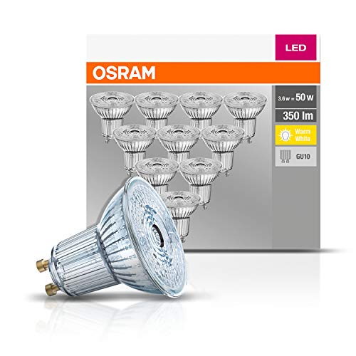 Osram Base PAR16 LED-Reflektorlampe mit GU10-Sockel, 4.3 W, Warmweiß, 10 Stück (1er Pack) von Osram
