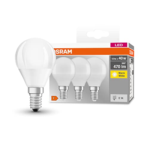 Osram LED Base Classic P Lampe, 5 W, Ersatz für 40-W-Glühbirne, Warmweiß, 3er pack von Osram