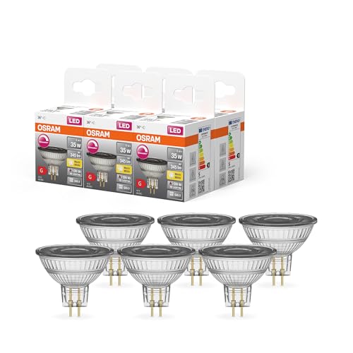 OSRAM Superstar Reflektorlampe für GU5.3-Sockel, klares Glas ,Warmweiß (2700K), 345 Lumen, Ersatz für herkömmliche 35W-Leuchtmittel, dimmbar, 6-er Pack von Osram