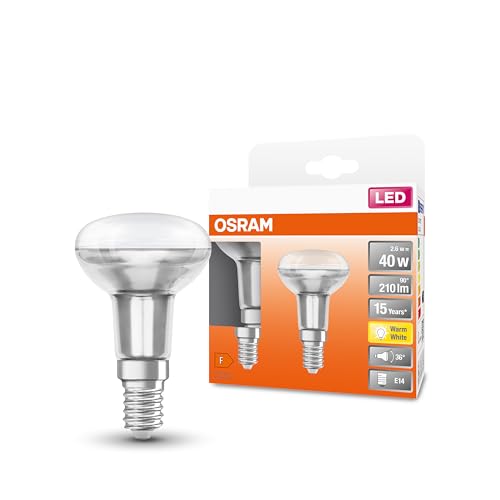 Osram LED-Reflektorlampe, Sockel: E14, Warm White, 2700 K, 2,6W, Ersatz für 40-W-Reflektorlampe, LED STAR R50 von Osram