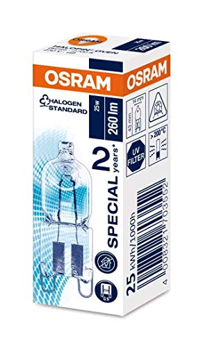 Osram Halopin Backofen-Lampe (230 V, 25 W, G9 Halogen, Stiftform, für Bosch, Neff, Siemens, Delonghi, Ocean, Fagor, für Öfen und Mikrowellen, geeignet für hohe Temperaturen) von OSRAM