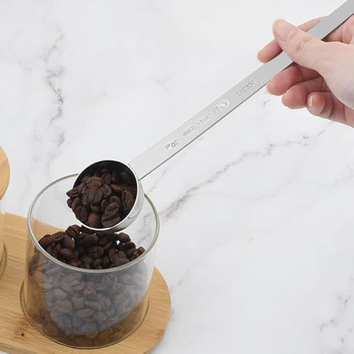 Edelstahl-Kaffeeschaufel mit langem Griff – 5 ml/10 ml/15 ml/20 ml/25 ml/30 ml Messlöffel für Kaffee, Tee und Rühren (wie abgebildet, 30 ml) von OSRDFV
