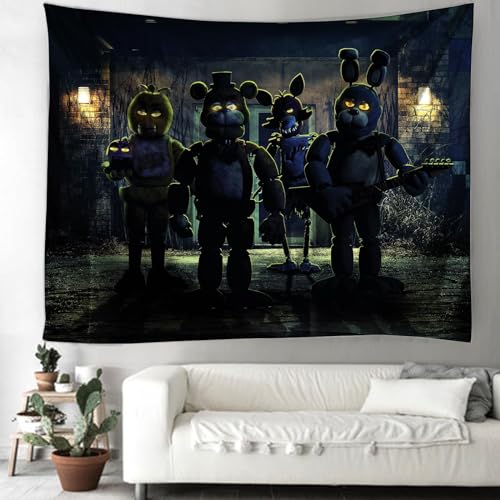 OSRDFV FNAF Security Breach Fazbear's Piazzaria Wandhintergrund, Tapisserie, Schlafzimmer-Dekor, Stoff zum Aufhängen, Stoff (Typ 7, 95 x 73 cm) von OSRDFV