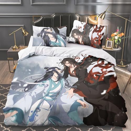 OSRDFV Grandmaster of Demonic Cultivation Bedding Sets with Pillowcases LAN Wang Ji Wei Wu Xian Anime Bed Linen, Bedding Double Duvet Cover Set (Type 5, Single) von OSRDFV
