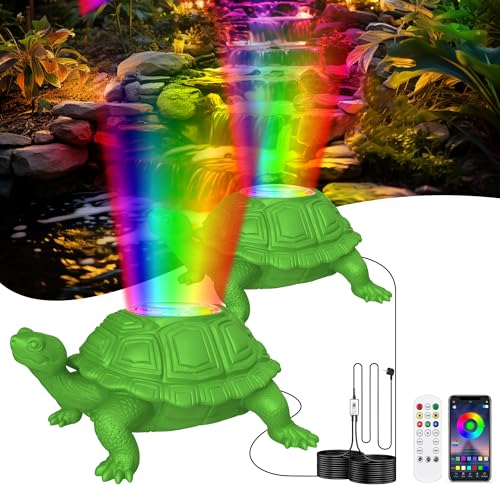 OSREE Teichbeleuchtung LED Unterwasser mit APP-Kontrolle, IP68 Wasserdicht Teichlampen Unterwasser mit 12V Transformator und Timer, 6W Teich Beleuchtung für Wasserfall Brunnen Wasserspiel, Set 2 von OSREE