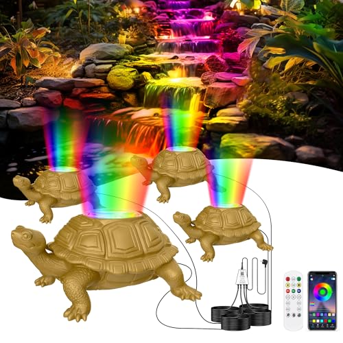 OSREE Teichlampen Unterwasser mit 12V Transformator und Timer,6W Teichbeleuchtung LED Unterwasser mit APP-Kontrolle, Teichbeleuchtung IP68 Wasserdichte für Wasserfall Brunnen Wasserspiel, Set 4 von OSREE