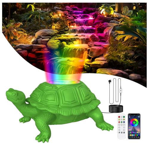 OSREE Teichbeleuchtung LED Unterwasser mit 12V Transformator und Timer, 6W Turtle Unterwasserbeleuchtung RGB mit APP-Kontrolle, IP68 Wasserdichte Teichlicht für Wasserfall Brunnen Wasserspiel von OSREE