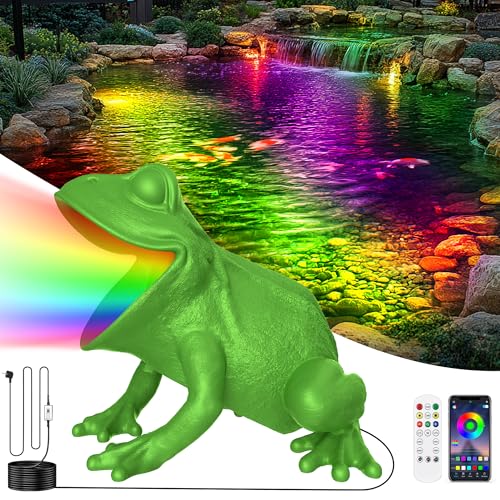 OSREE Teichbeleuchtung LED Unterwasser mit APP-Steuerung, 6W Frosch Unterwasserlicht RGB mit 12V Transformator Timer, Teich Beleuchtung IP68 Wasserdicht für Gartenteich Wasserfall Brunnen Wasserspiel von OSREE