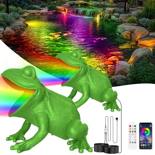OSREE Teichlampen Unterwasser IP68 Wasserdicht, 6W Teichbeleuchtung LED mit APP-Steuerung, Teich Beleuchtung mit 12V Transformator und Timer für Gartenteich Wasserfall Wasserspiel, Set 2 von OSREE