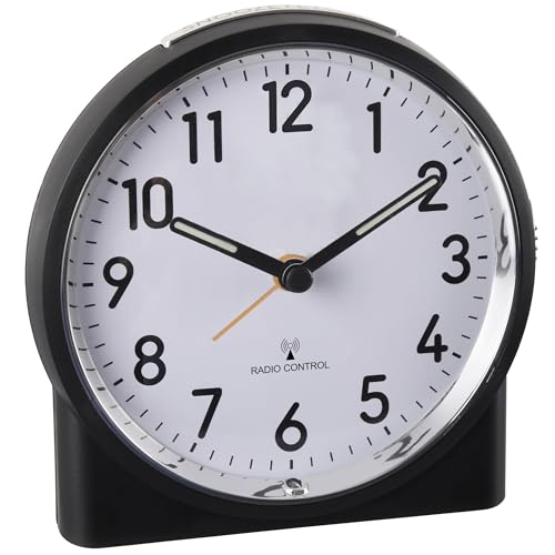 OSTAR Laut Wecker Analog, Funkwecker, Batteriebetriebenes Quarzwecker, mit Nachtlicht Schlummerfunktion, Schlafzimmer Büro Reisen, Einfach zu bedienen, Schwarz von OSTAR
