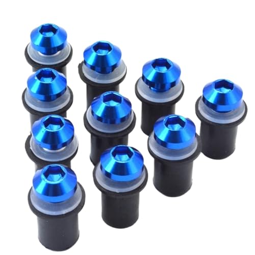 OSTREY Bolzenschraube 10 STÜCKE Verkleidung Windschutzscheibe Schraube Schraubensatz Windschutzscheibe Befestigungsmutter Schraube Für Yamaha YZF R15 R25 R125 R1 600R R1M R1S YZF600R LS (Color : Blu) von OSTREY