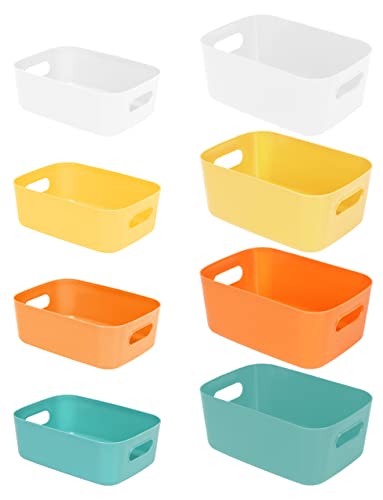 OSTWOLKE 8 Stück Aufbewahrungskorb Kunststoff, Haushalt Aufbewahrungsboxen storage boxes mit Griff für Regale, Schubladen, Wäscheschrank von OSTWOLKE