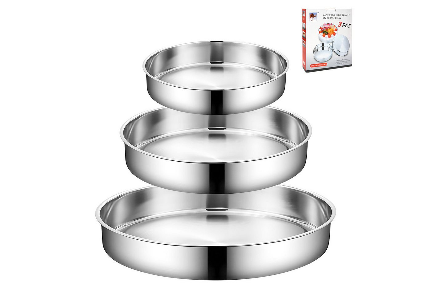 OSTWOLKE Backblech Backofenblech 28/32/36 cm 3er-Set Backform Blech Tepsi, Edelstahl von OSTWOLKE