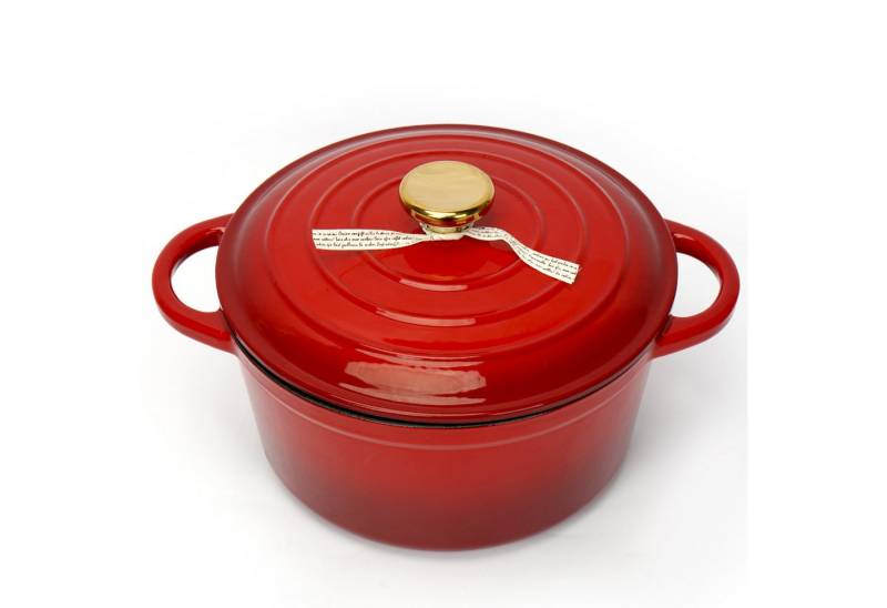 OSTWOLKE Bräter Gusseisen Topf emaillierte Bräter Gusseisentopf Schmortopf mit Deckel, Backofengeeignet Induktionsgeeignet Zum Braten, Schmoren, Kochen von OSTWOLKE